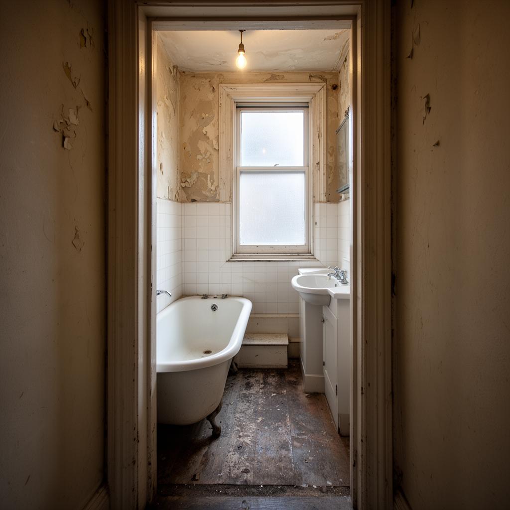 Cramped pre-adaptation bathroom in an Edinburgh tenement
